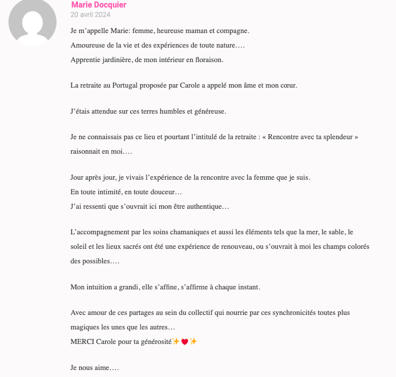 Témoignage Marie Portugal 2024
